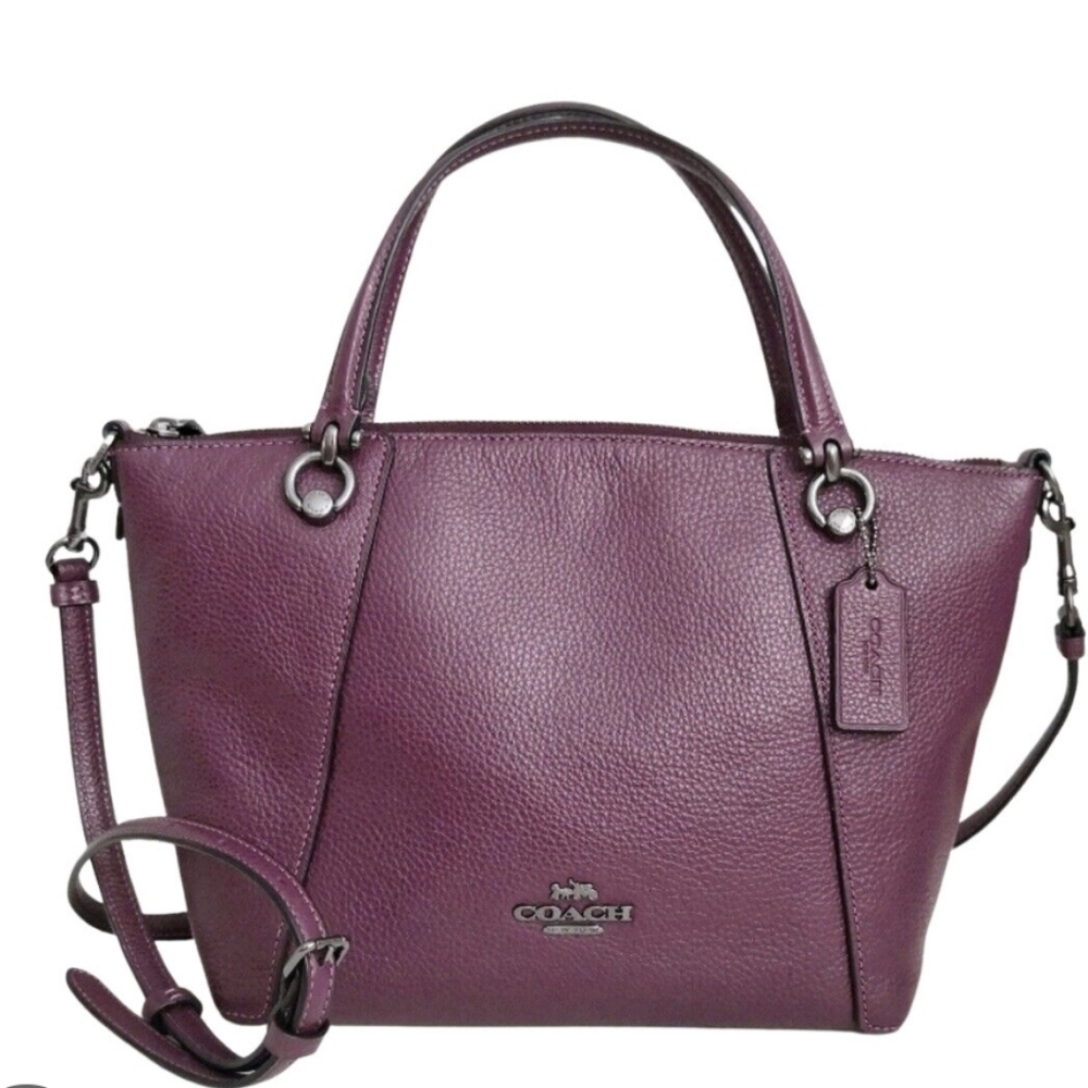COACH C6229 Kacey Dark Purple Pebbled Leather/Gunmetal EUC